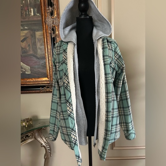 Ci Sono Plaid Collection Sherpa-Lined Hooded Flannel Jacket Women’s Size Small - Picture 4 of 9